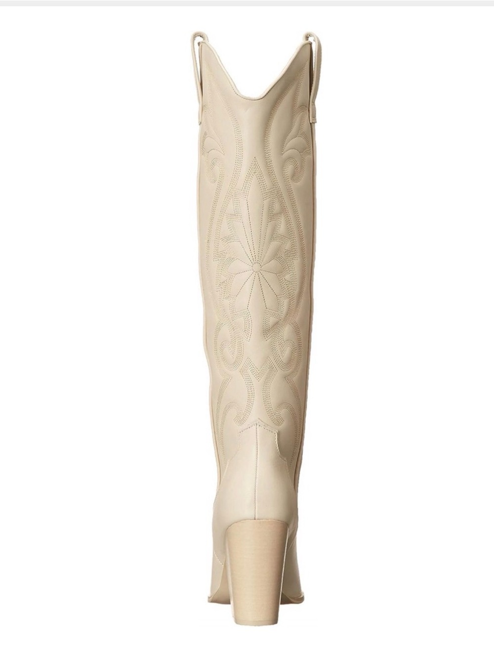 Steve Madden Cream Knee-High Western Boots with Block Heel - Picture 6 of 16